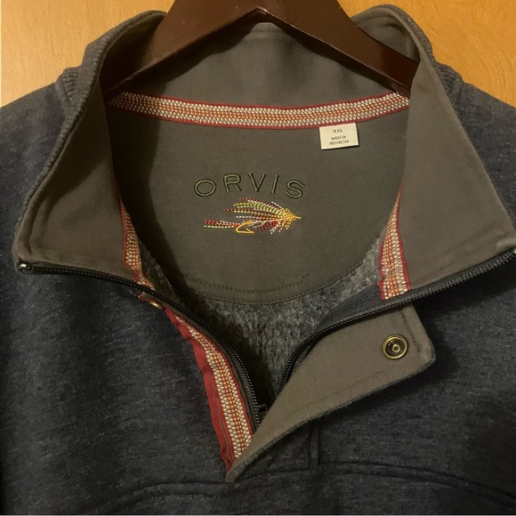Orvis Men's Blue Quarter Zip Long Sleeve Embroider Pullover Sweatshirt Size XXL - Picture 9 of 14